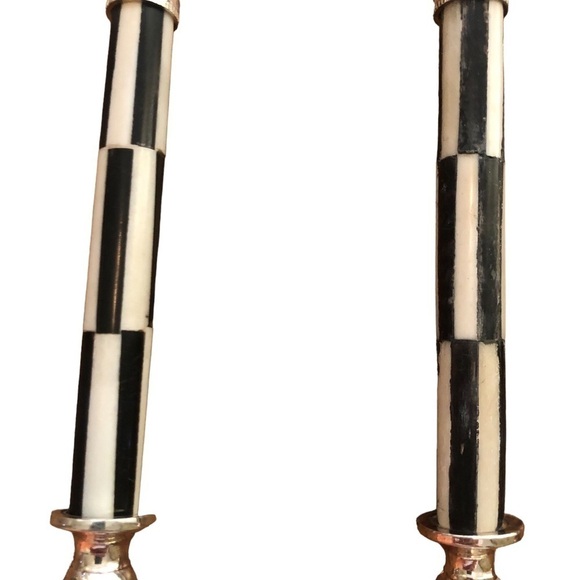 Vintage Bar 4PC Utensils Striped Marble Handles Black White Cocktail Mid Century - Picture 2 of 6